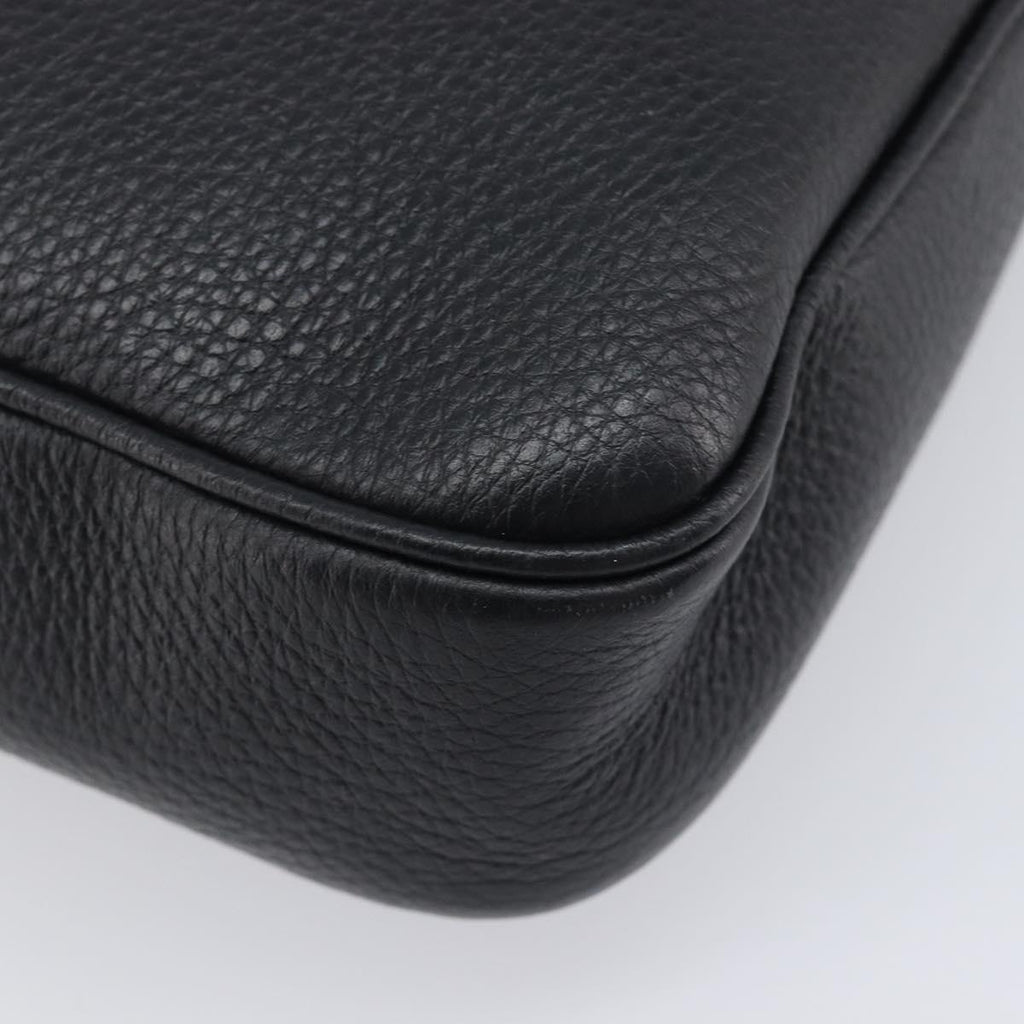 VERSACE Shoulder Bag Leather Black Gold Auth BA16708A