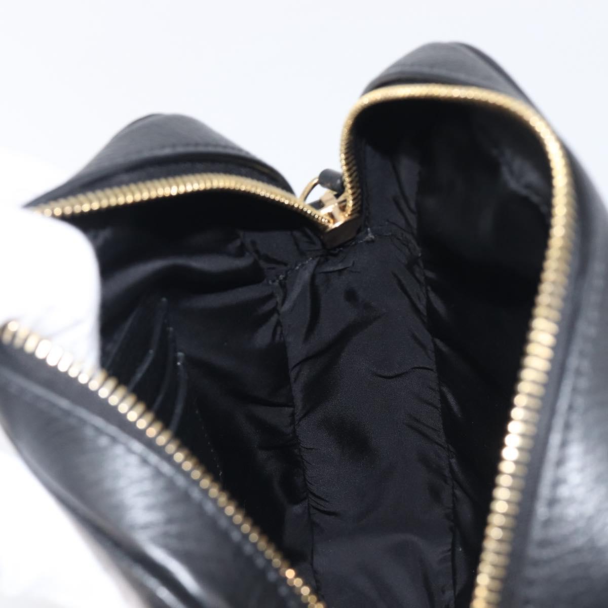 VERSACE Shoulder Bag Leather Black Gold Auth BA16708A