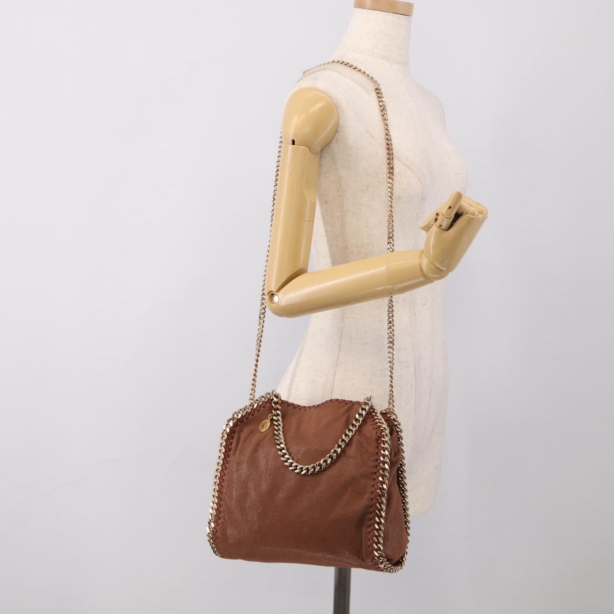 Stella McCartney Falabella Chain Bag Polyester Brown Gold 371223 Auth BA16710A