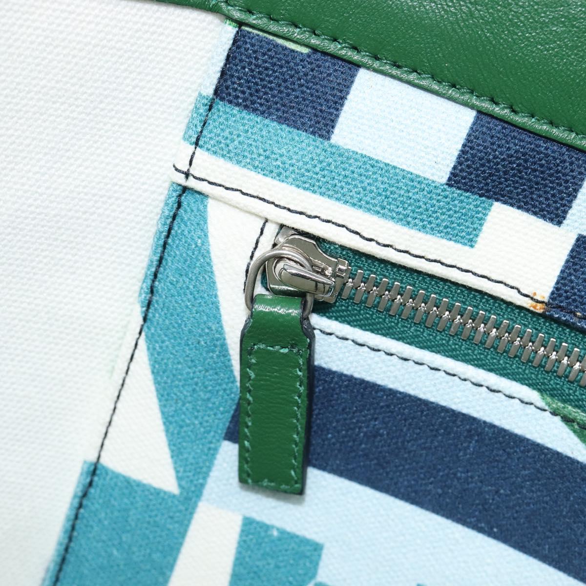 Salvatore Ferragamo Tote Bag Canvas Green Silver Auth BA16713A