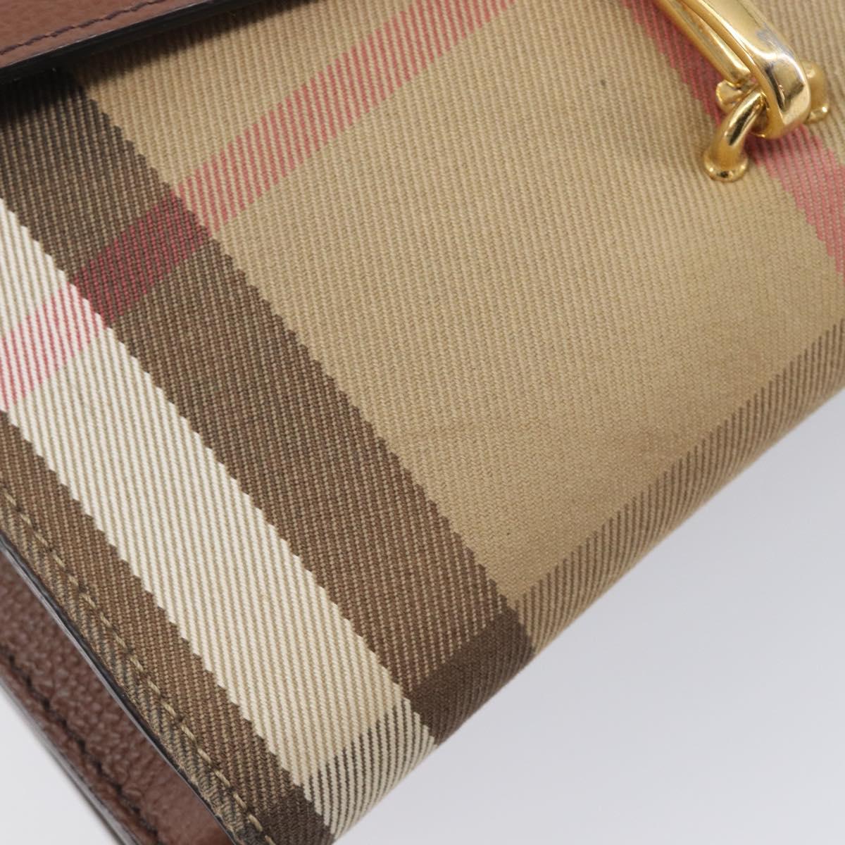 BURBERRY Nova Check Shoulder Bag Canvas Beige Gold Auth BA16725A