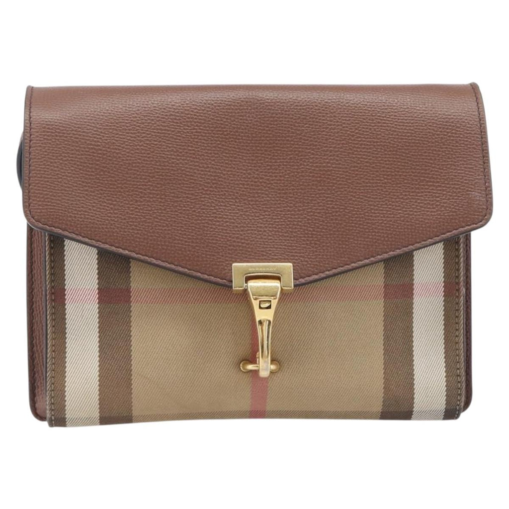 BURBERRY Nova Check Shoulder Bag Canvas Beige Gold Auth BA16725A