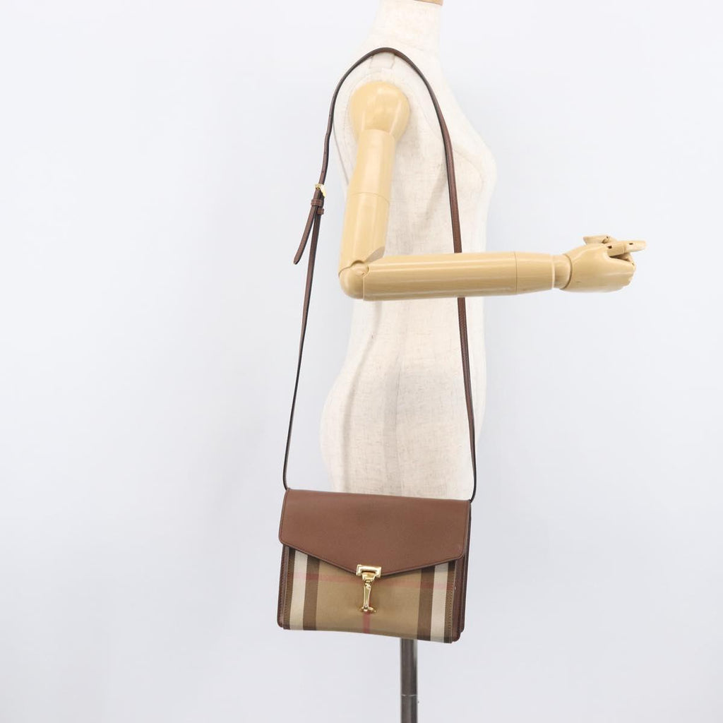 BURBERRY Nova Check Shoulder Bag Canvas Beige Gold Auth BA16725A