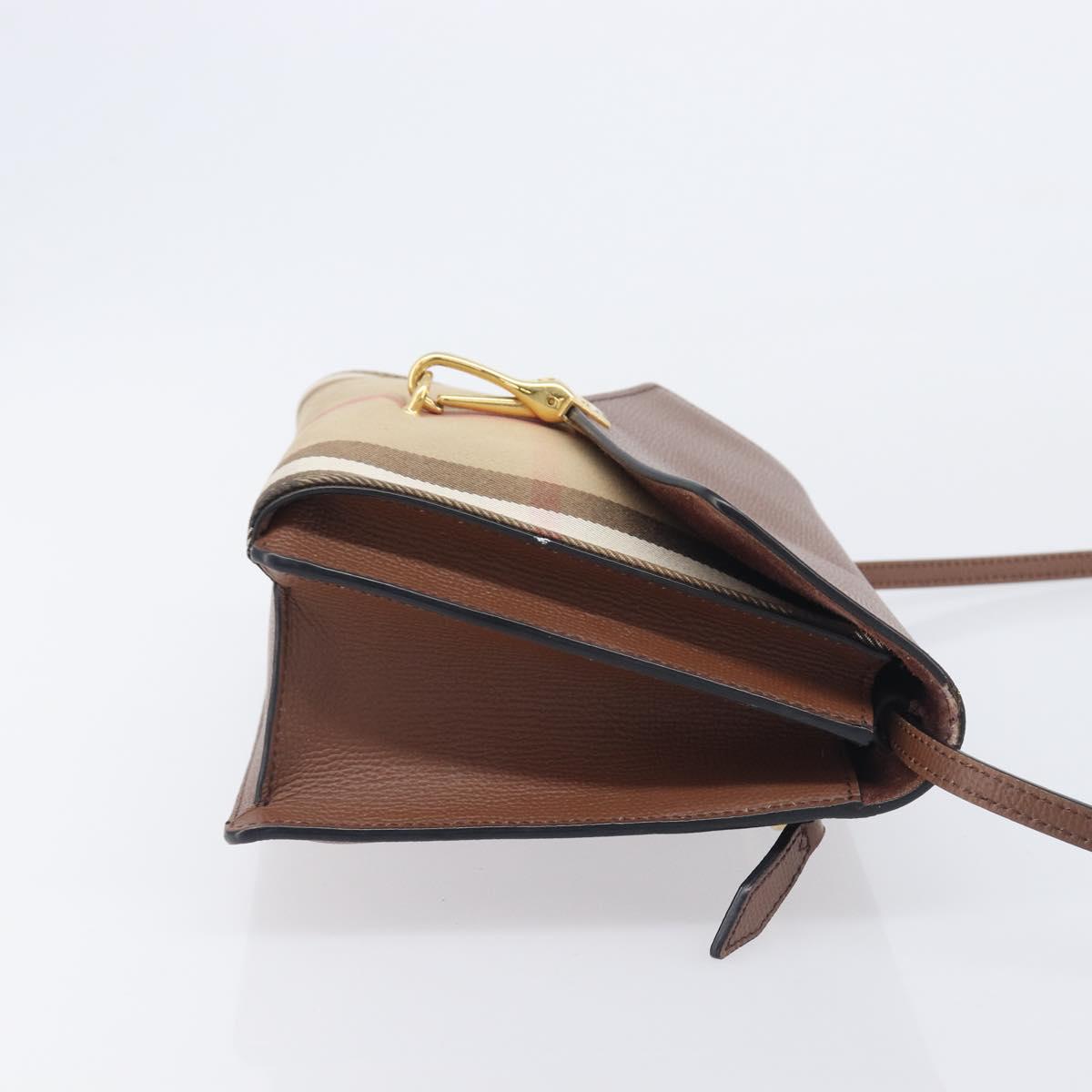BURBERRY Nova Check Shoulder Bag Canvas Beige Gold Auth BA16725A