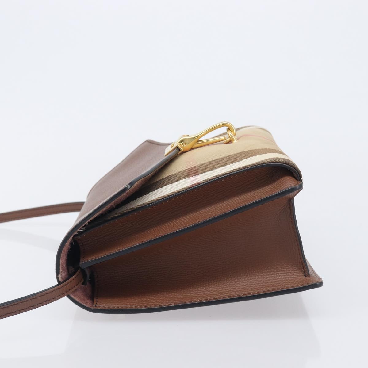BURBERRY Nova Check Shoulder Bag Canvas Beige Gold Auth BA16725A
