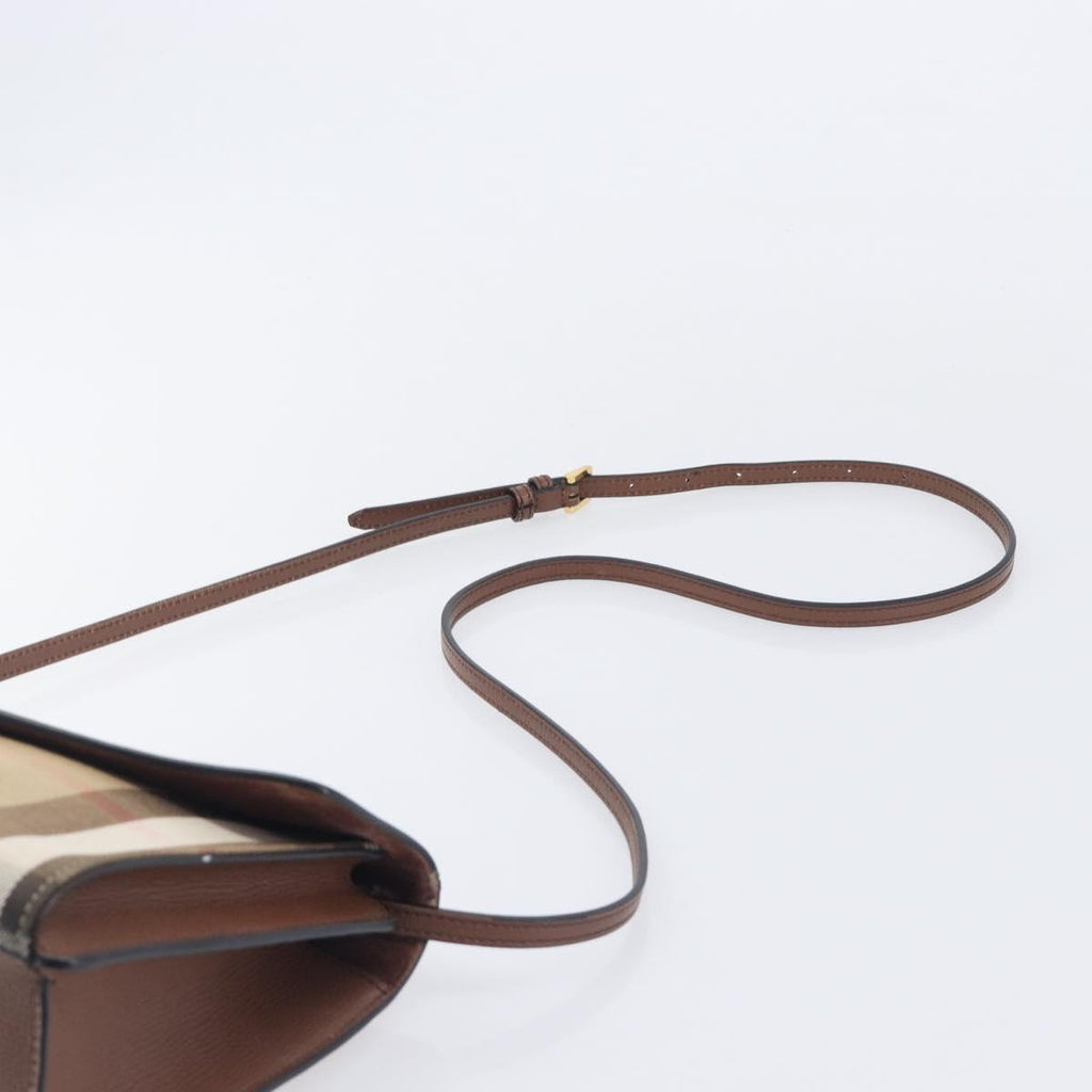 BURBERRY Nova Check Shoulder Bag Canvas Beige Gold Auth BA16725A