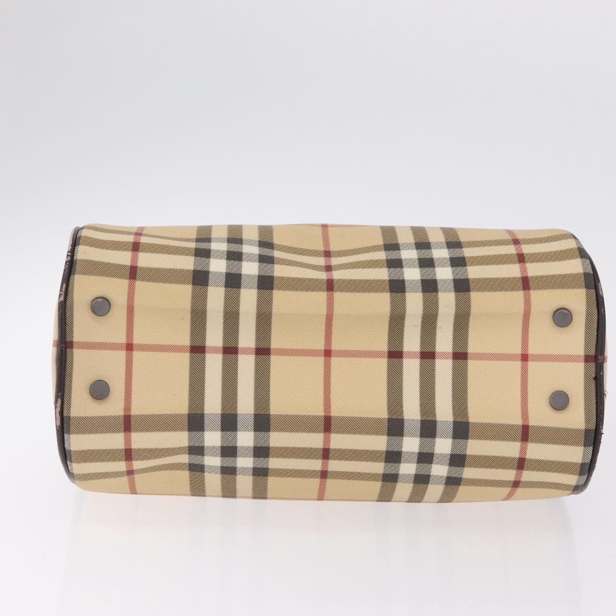 BURBERRY Nova Check Hand Bag PVC Beige Auth BA16734