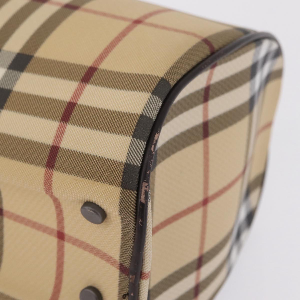 BURBERRY Nova Check Hand Bag PVC Beige Auth BA16734