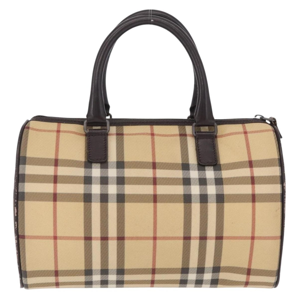 BURBERRY Nova Check Hand Bag PVC Beige Auth BA16734