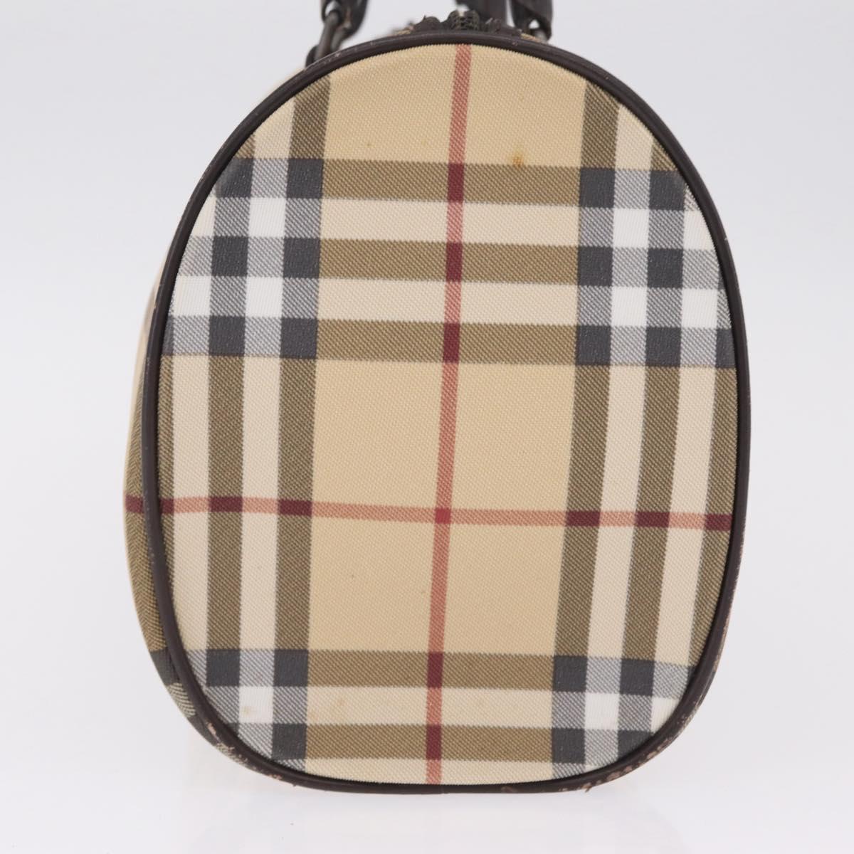 BURBERRY Nova Check Hand Bag PVC Beige Auth BA16734