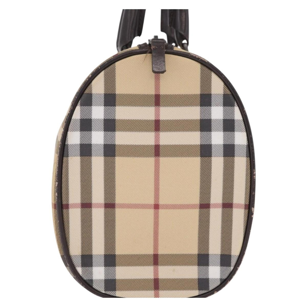 BURBERRY Nova Check Hand Bag PVC Beige Auth BA16734