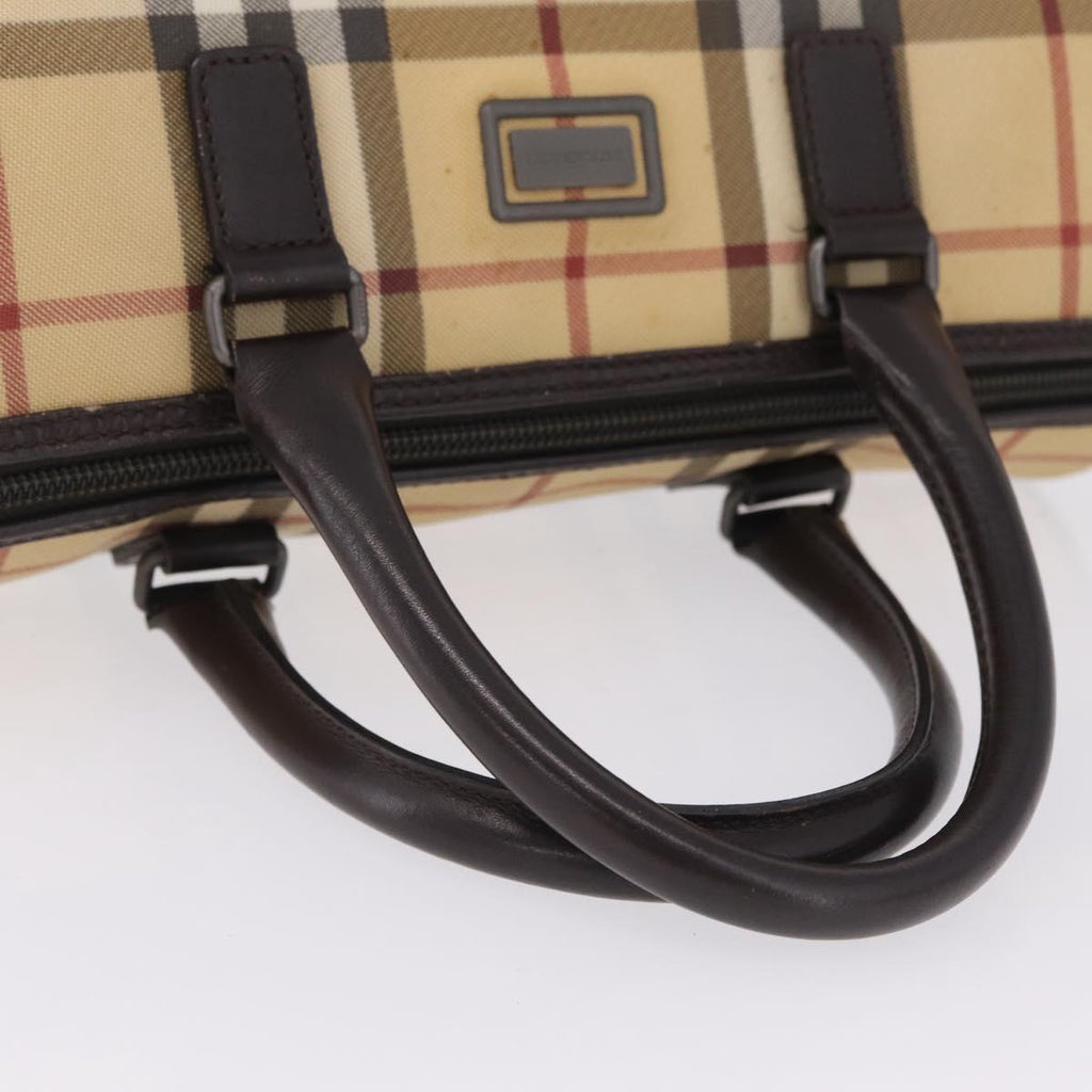 BURBERRY Nova Check Hand Bag PVC Beige Auth BA16734