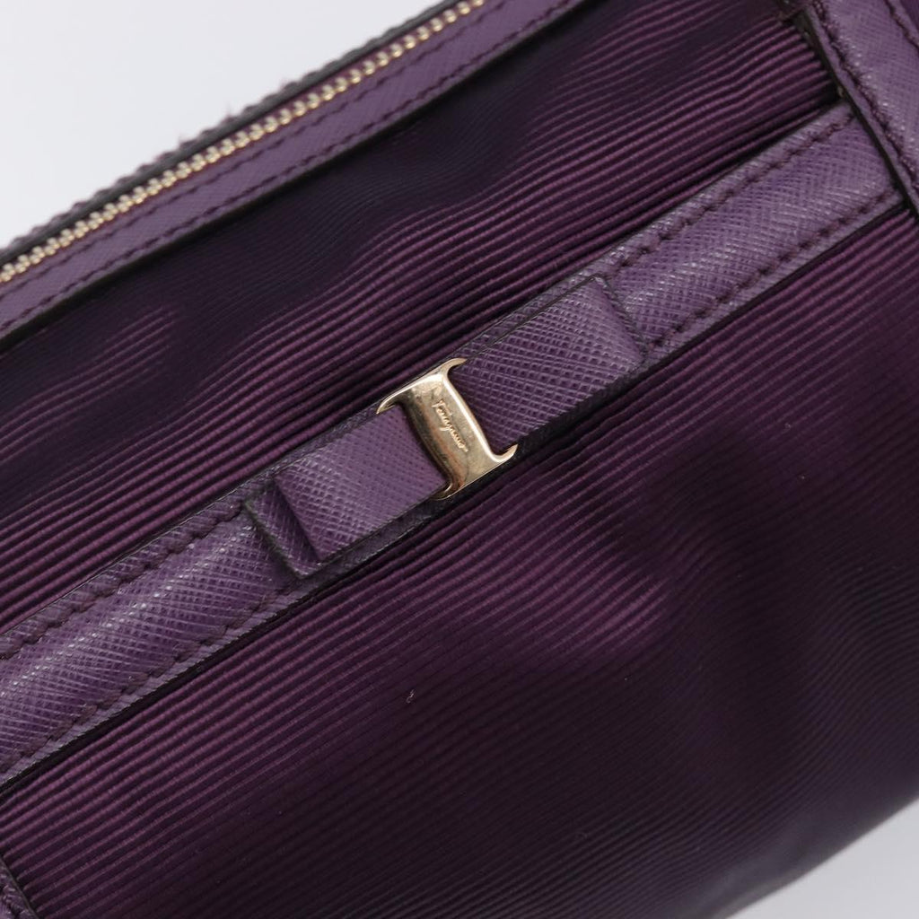 Salvatore Ferragamo Vala Hand Bag Nylon Purple Gold Auth BA16735A