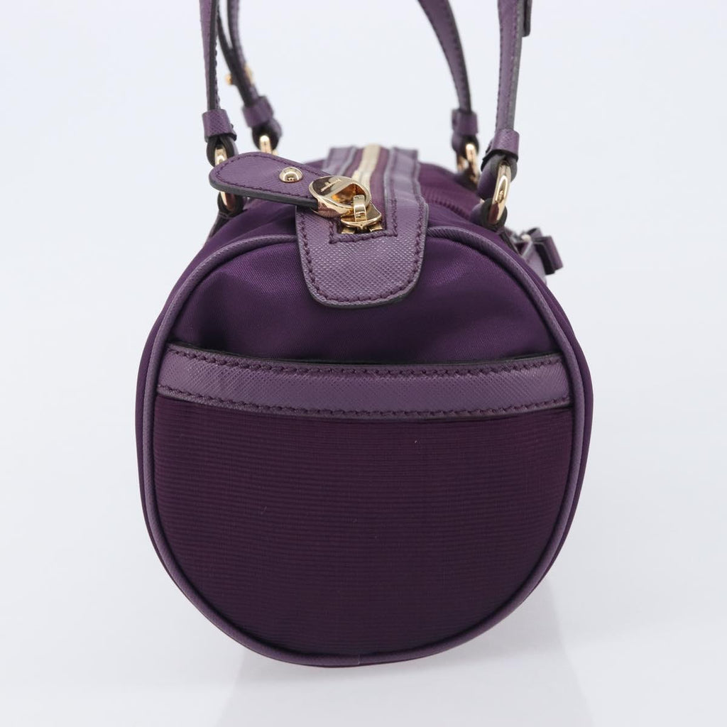 Salvatore Ferragamo Vala Hand Bag Nylon Purple Gold Auth BA16735A