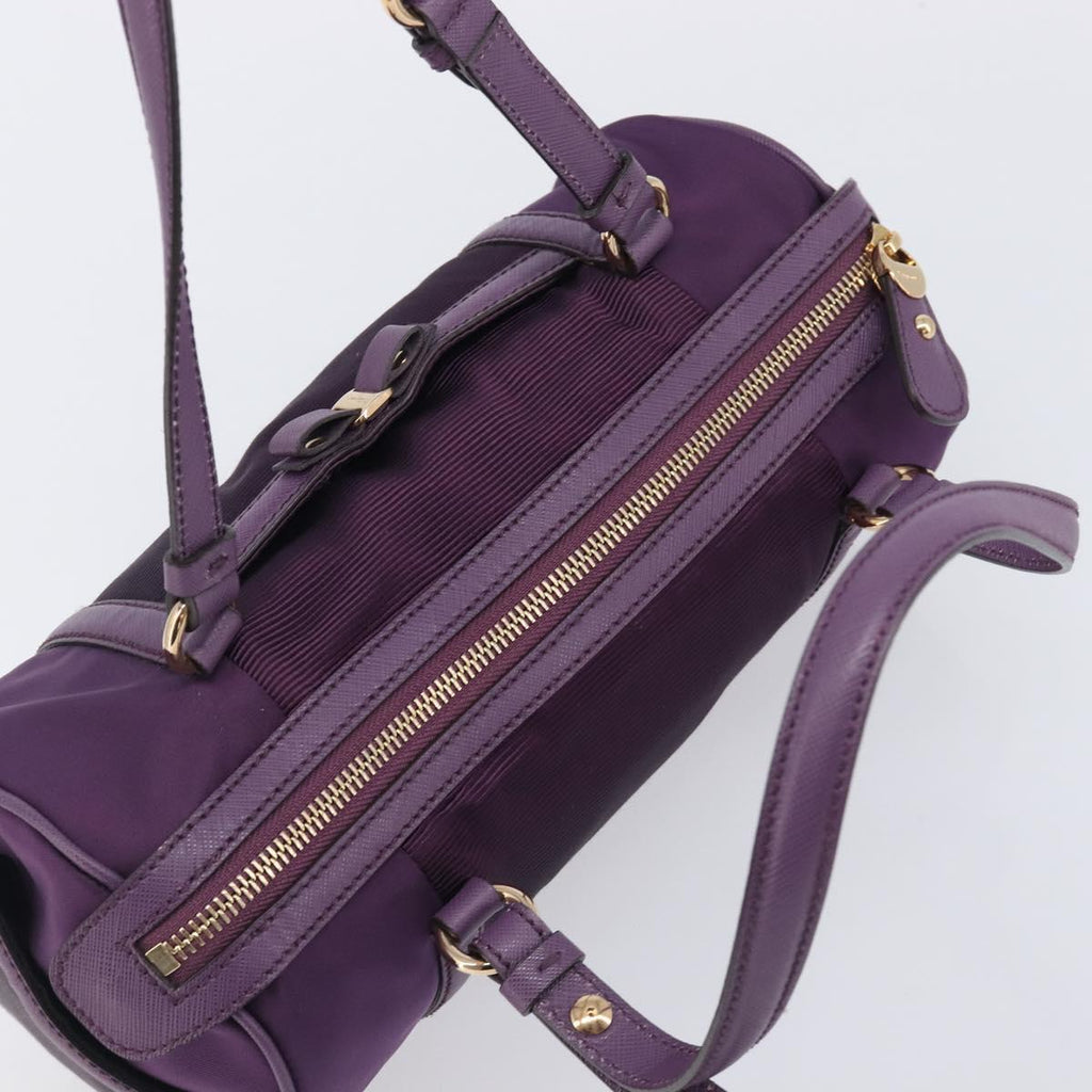 Salvatore Ferragamo Vala Hand Bag Nylon Purple Gold Auth BA16735A