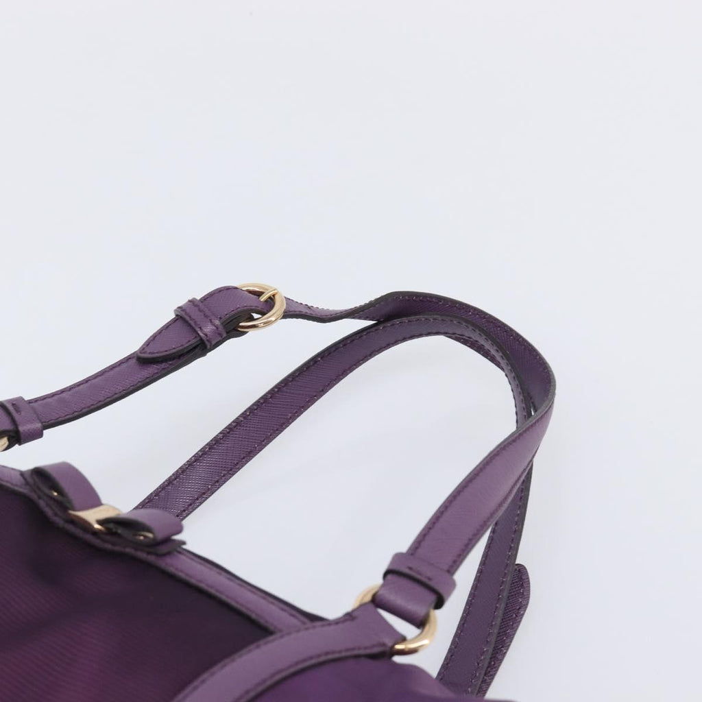 Salvatore Ferragamo Vala Hand Bag Nylon Purple Gold Auth BA16735A