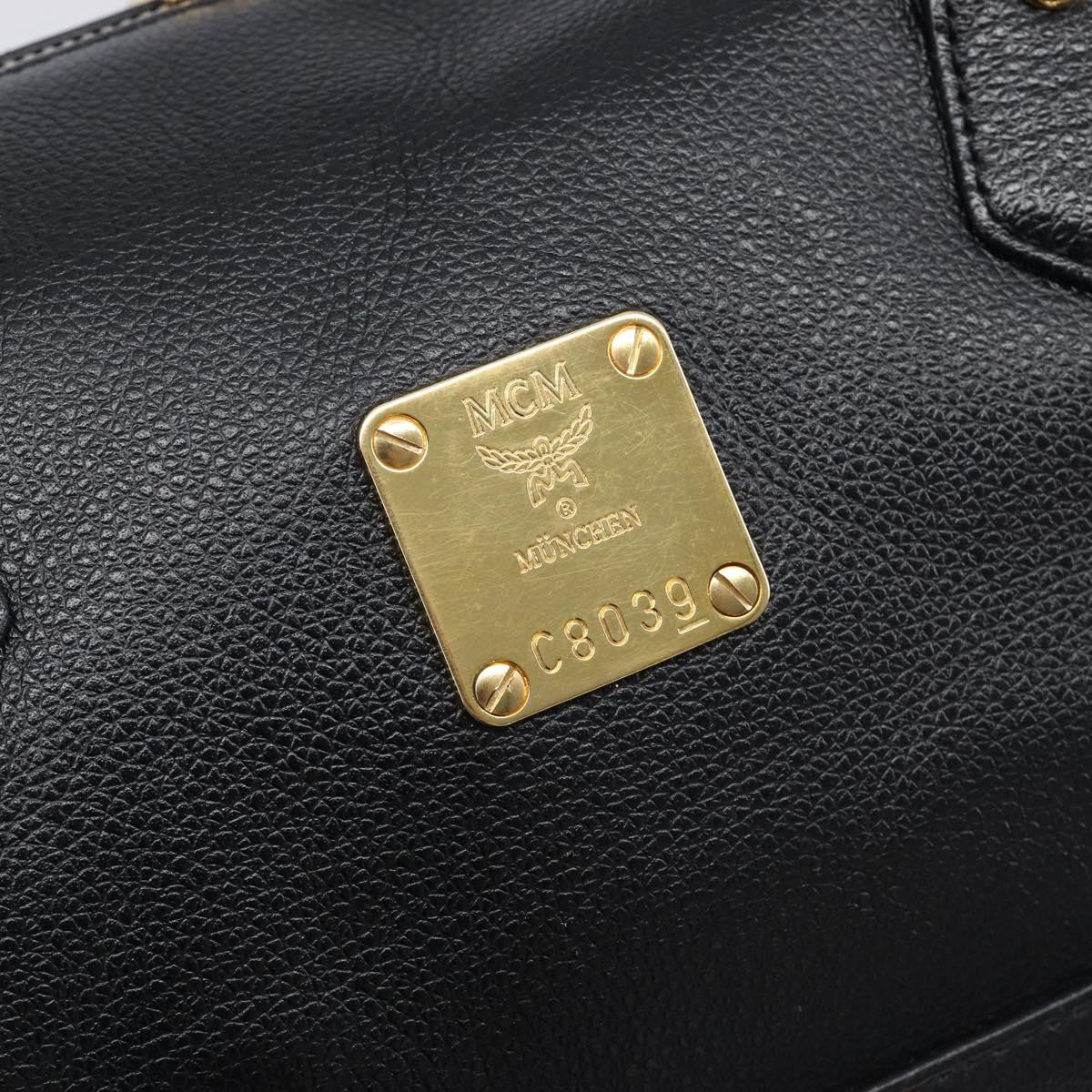 MCM Hand Bag Leather Black Gold Auth BA16736A