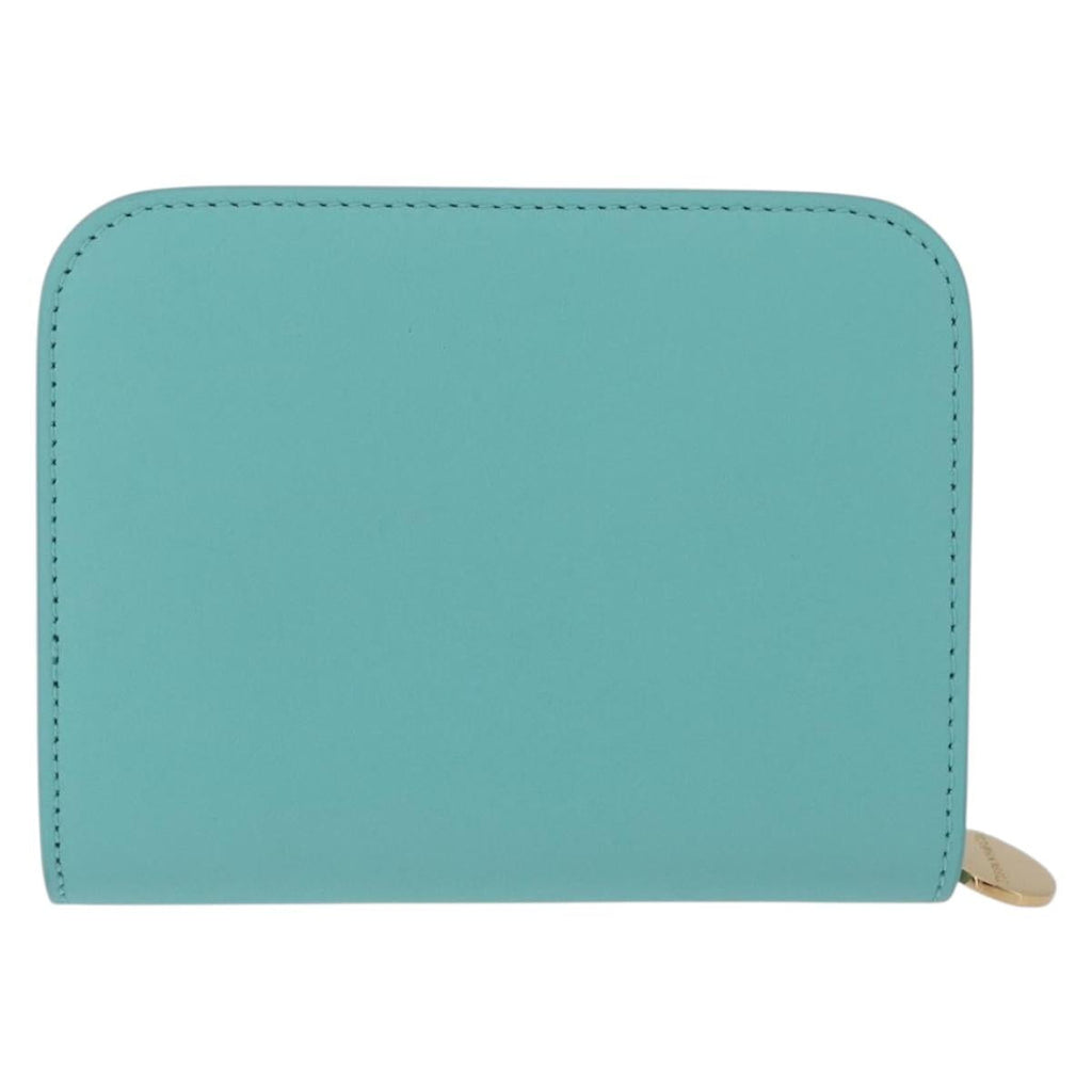 Tiffany & Co. Compact Wallet Leather Light Blue Gold Auth BA16753V