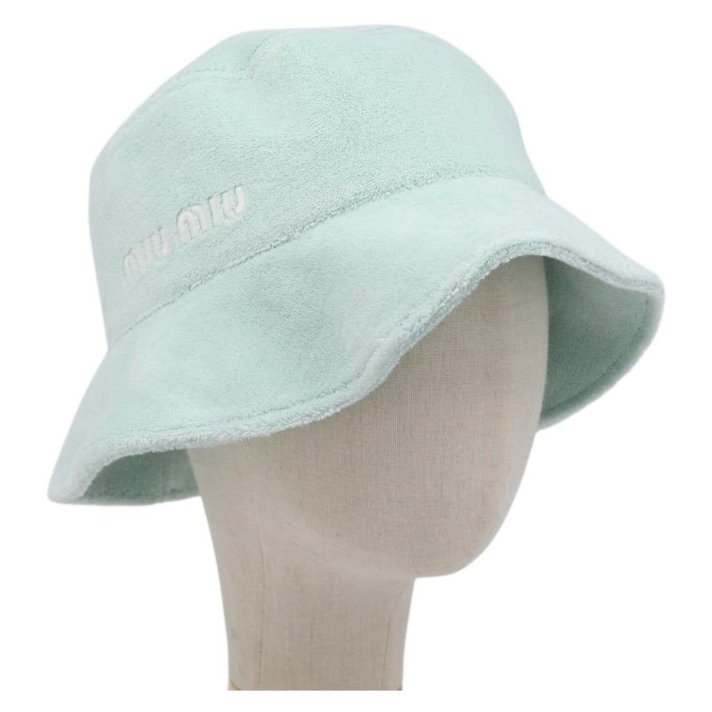 Miu Miu bucket Hat pile Light Blue White Auth BA16790A