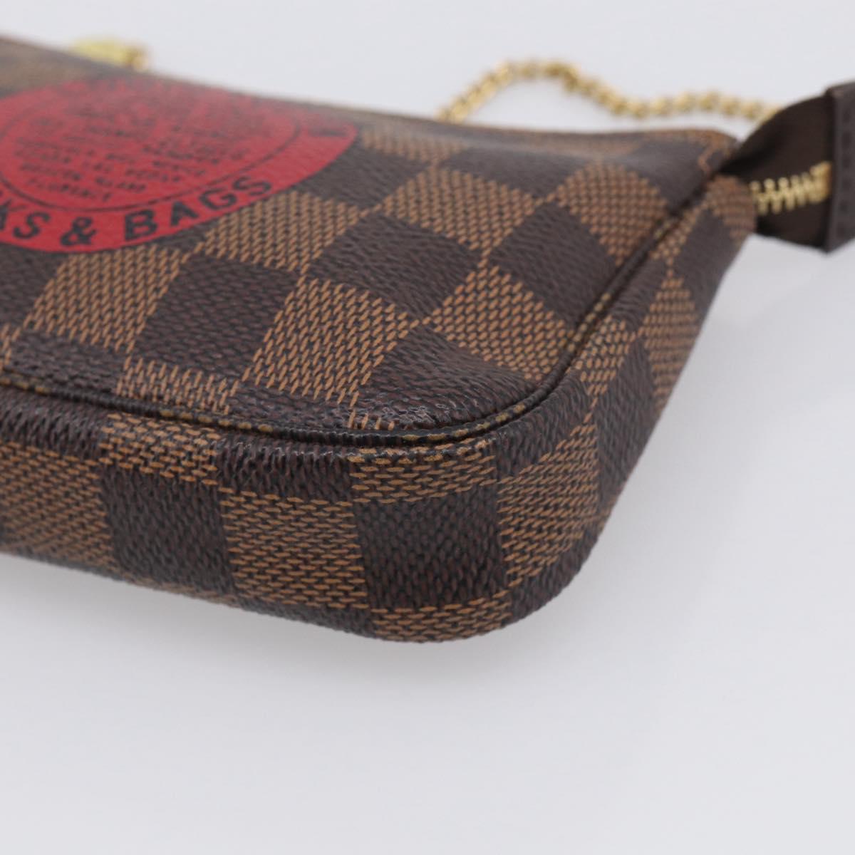 LOUIS VUITTON Damier Ebene Mini Pochette Accessoires Pouch N58011 Auth BA16809V