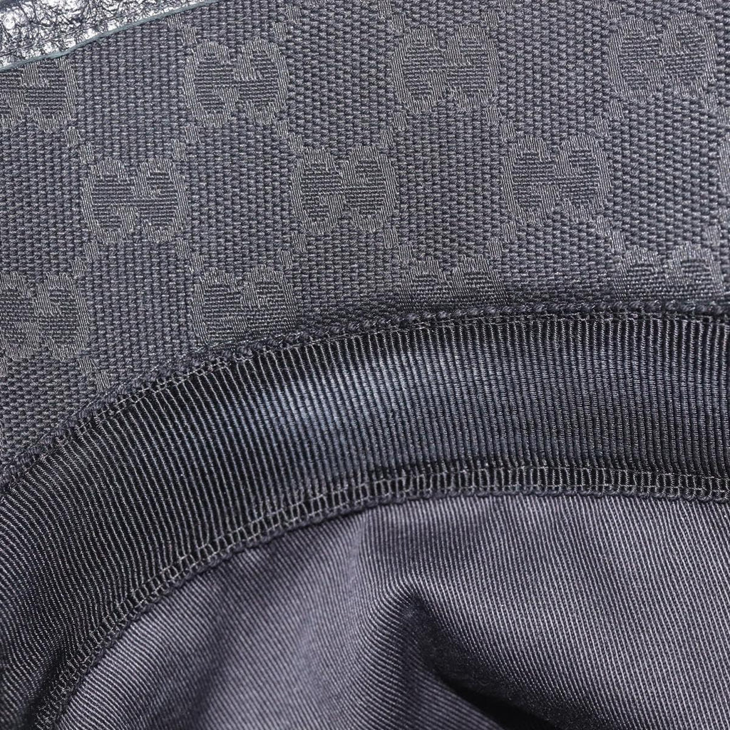GUCCI GG Canvas Bucket Hat Black Gold Tone 576587 Auth BA16873V