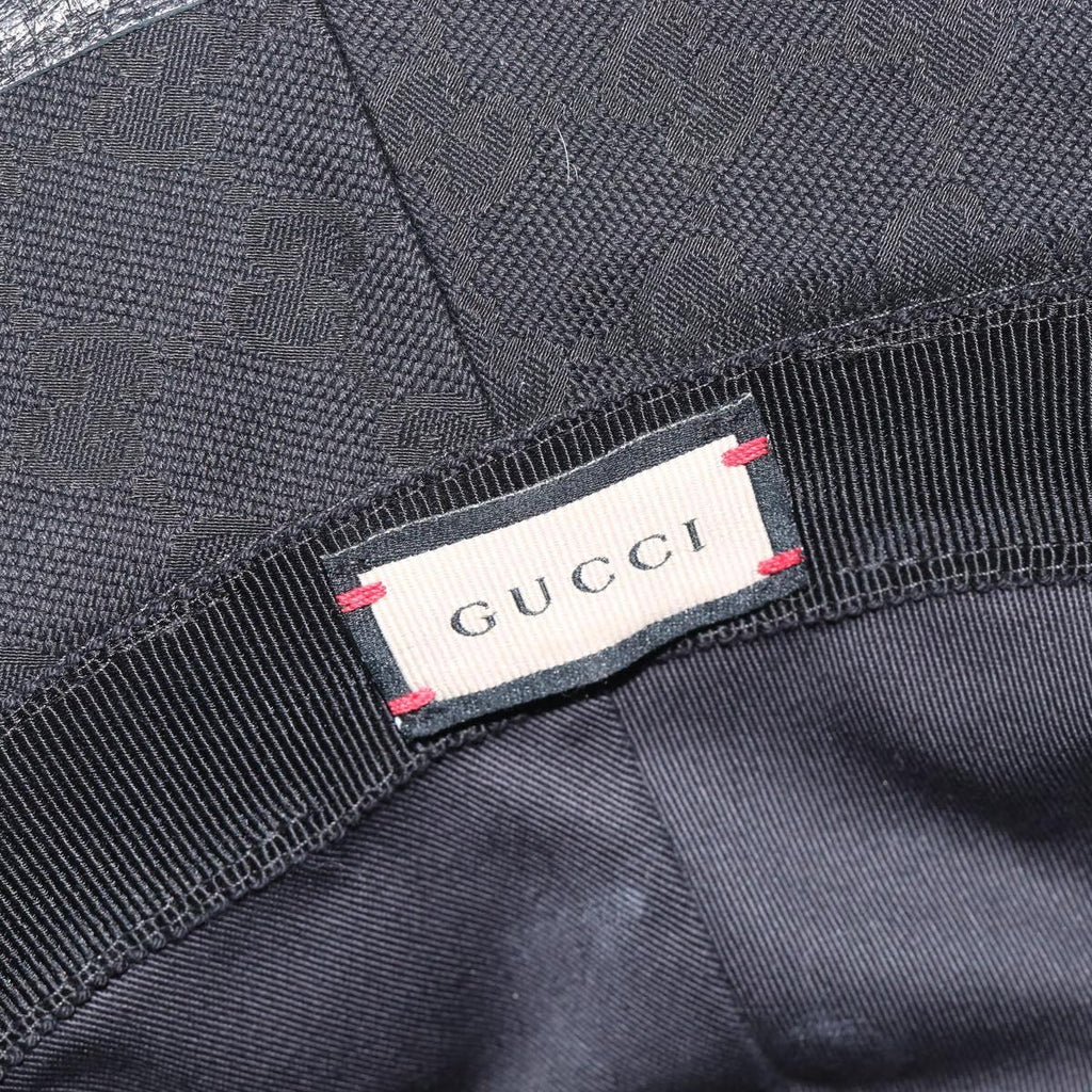 GUCCI GG Canvas Bucket Hat Black Gold Tone 576587 Auth BA16873V