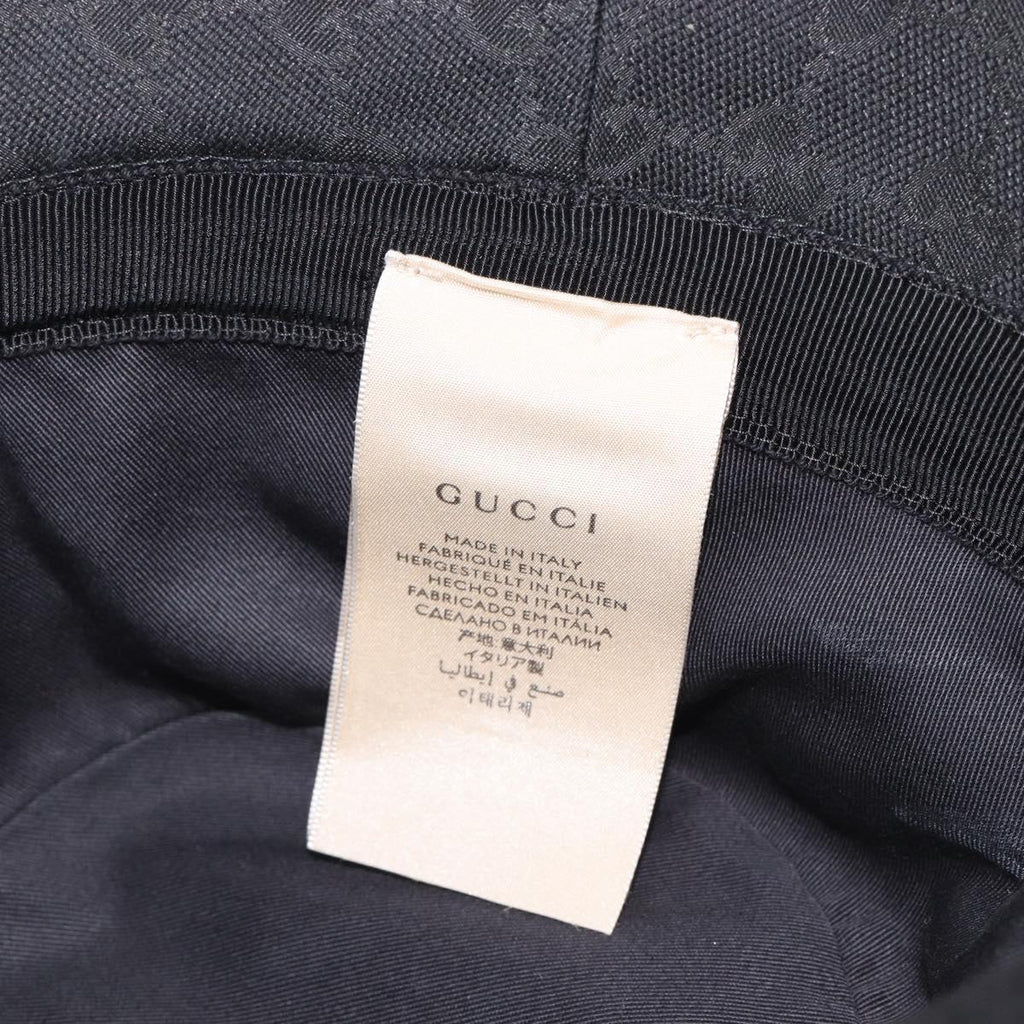 GUCCI GG Canvas Bucket Hat Black Gold Tone 576587 Auth BA16873V