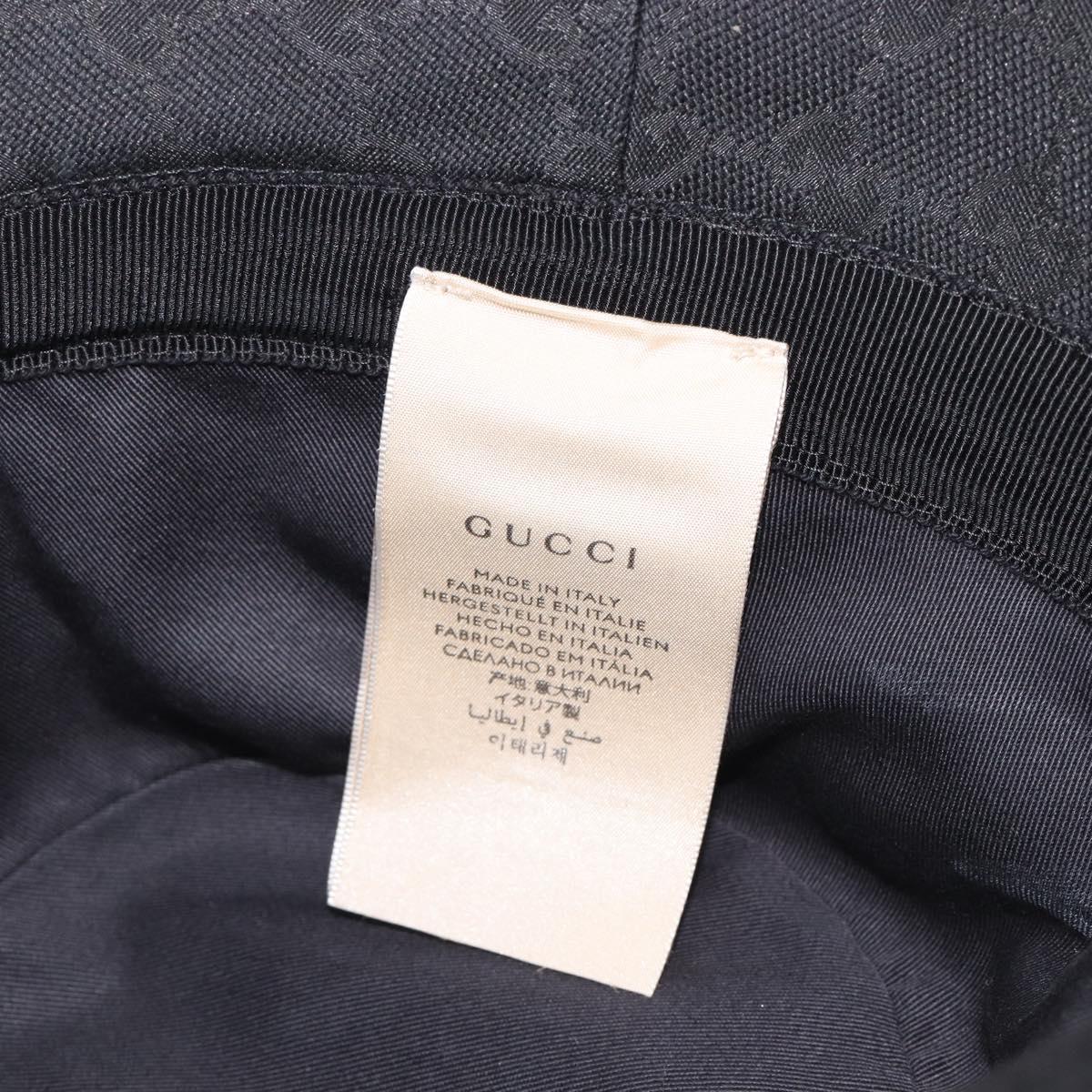 GUCCI GG Canvas Bucket Hat Black Gold Tone 576587 Auth BA16873V