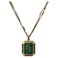 Christian Dior Necklace Metal Gold Tone Green Auth BA16879V