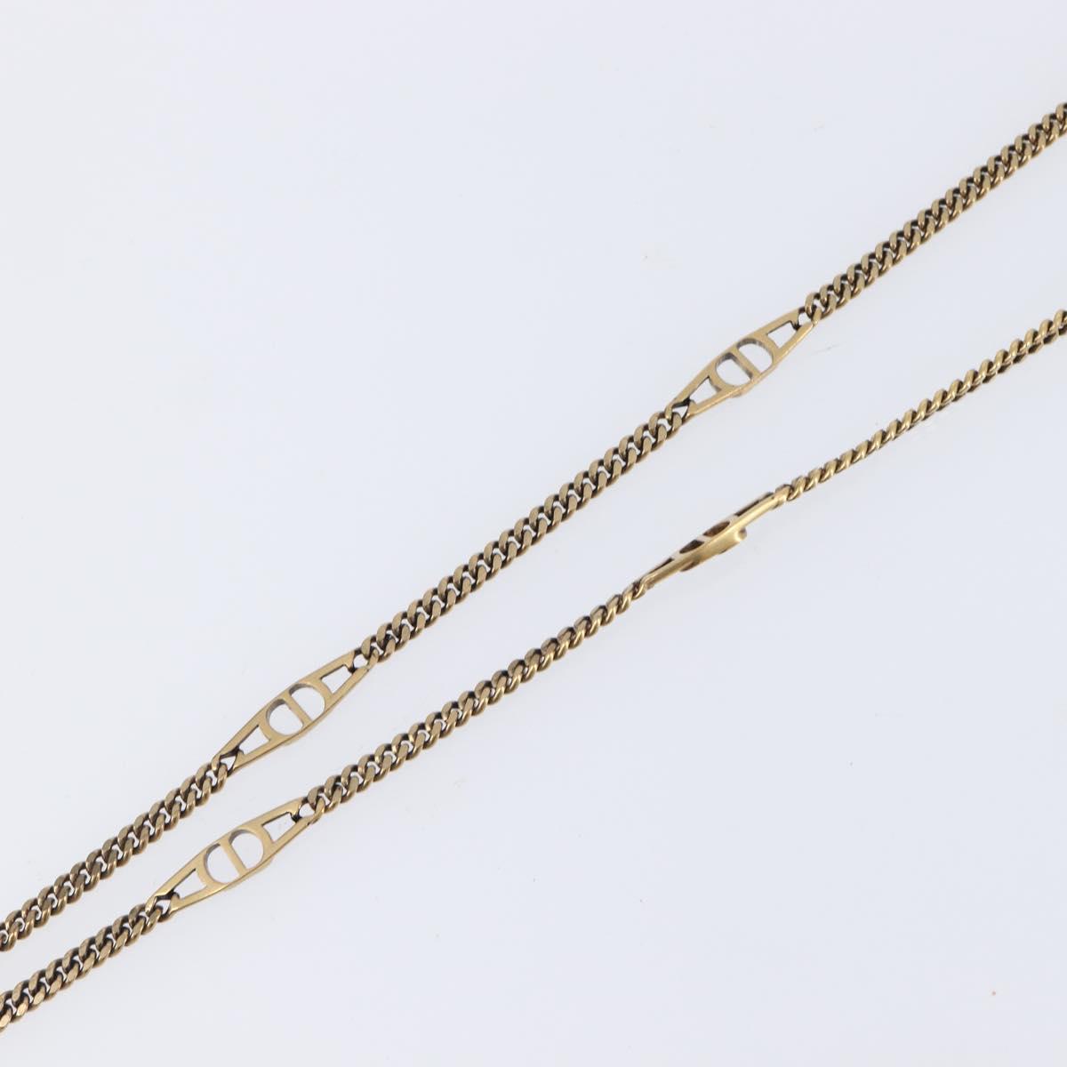 Christian Dior Necklace Metal Gold Tone Green Auth BA16879V