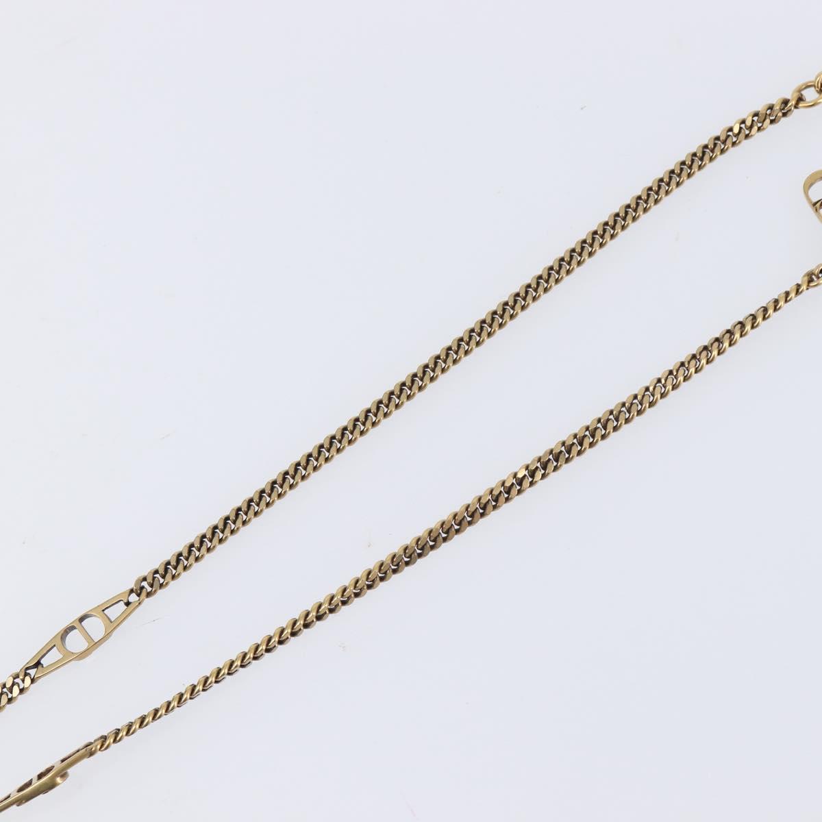 Christian Dior Necklace Metal Gold Tone Green Auth BA16879V