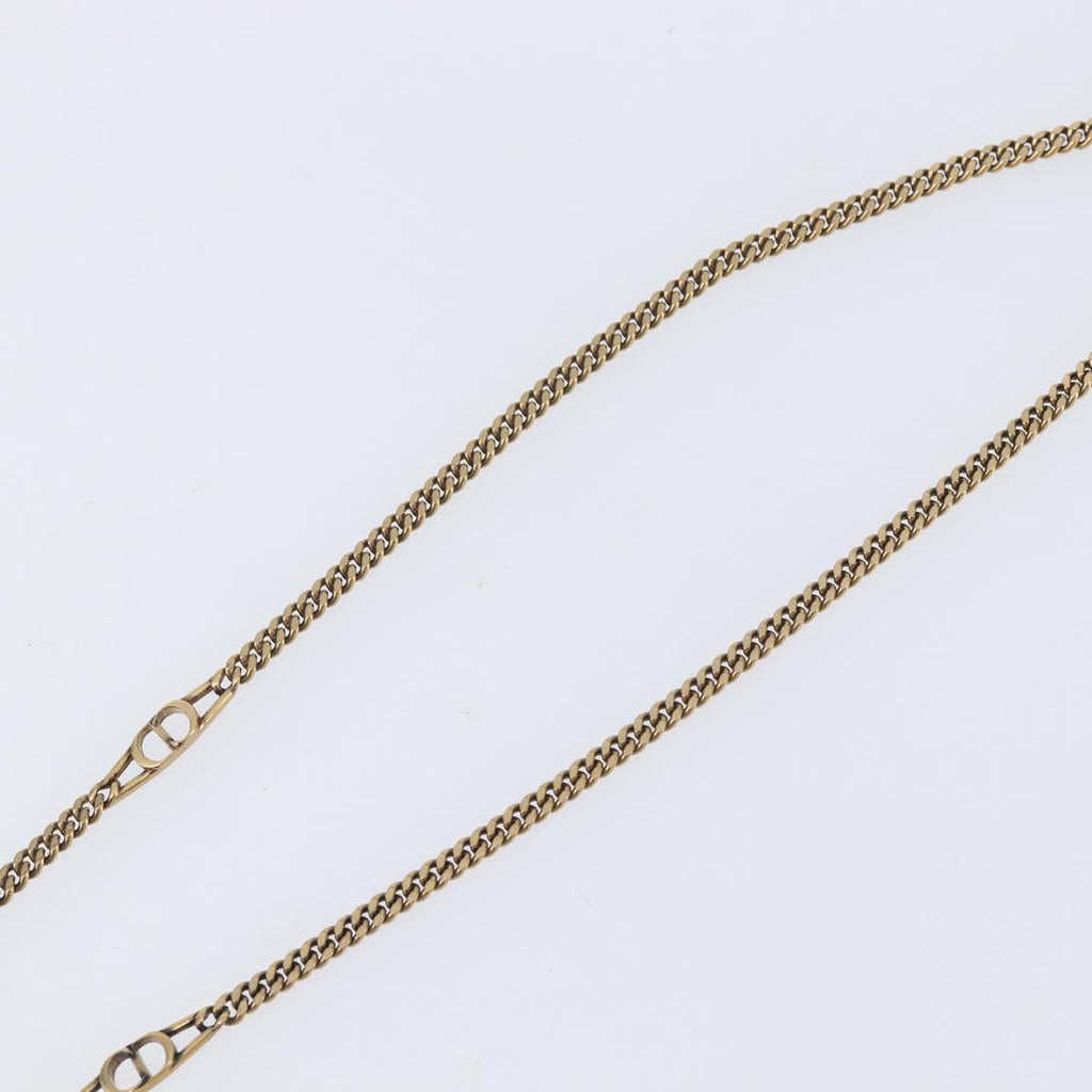 Christian Dior Necklace Metal Gold Tone Green Auth BA16879V