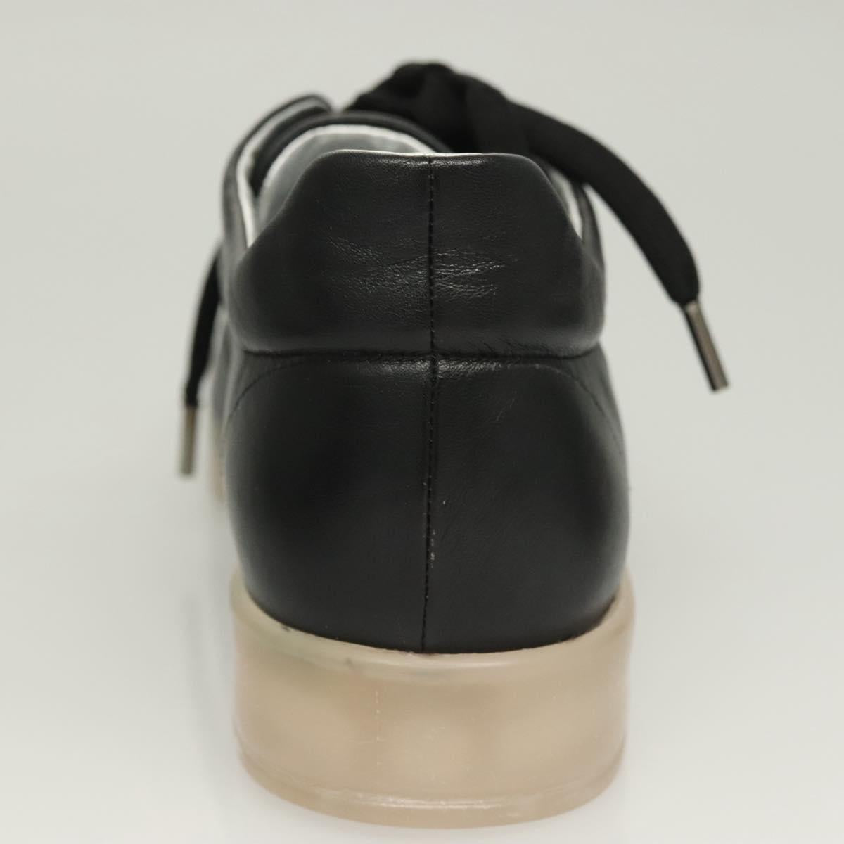 CHANEL Sneakers Lamb Skin 39 Black CC Auth BA2712