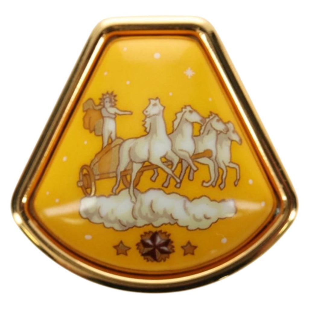 HERMES Earring Metal Gold Yellow Auth bs35859M