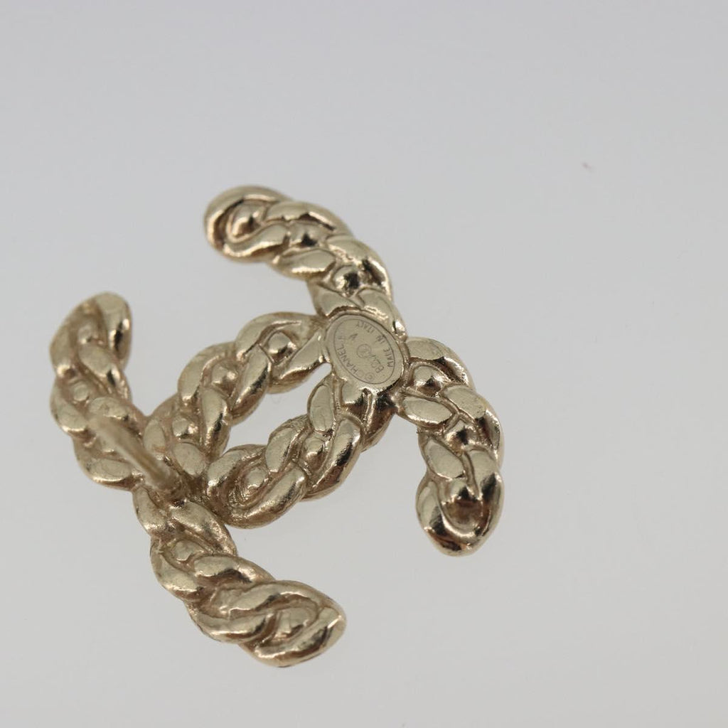 CHANEL Earring Metal Gold Tone CC Auth bs36533