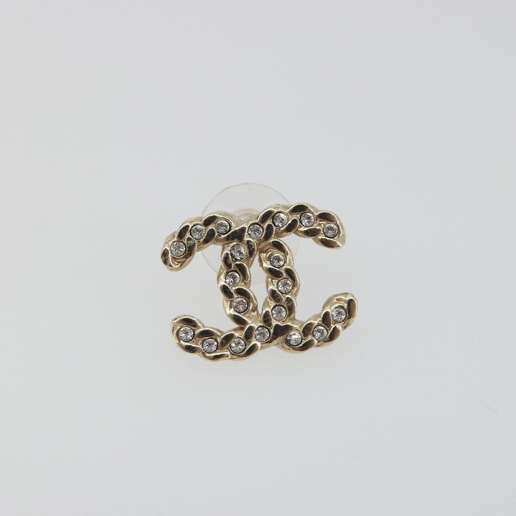 CHANEL Earring Metal Gold Tone CC Auth bs36533