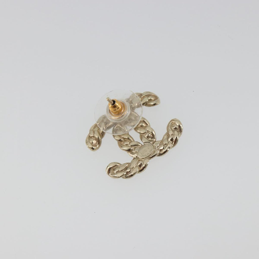 CHANEL Earring Metal Gold Tone CC Auth bs36533