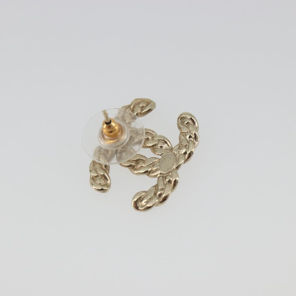 CHANEL Earring Metal Gold Tone CC Auth bs36533