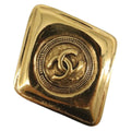 CHANEL Brooch Metal Gold Tone CC Auth bs36545