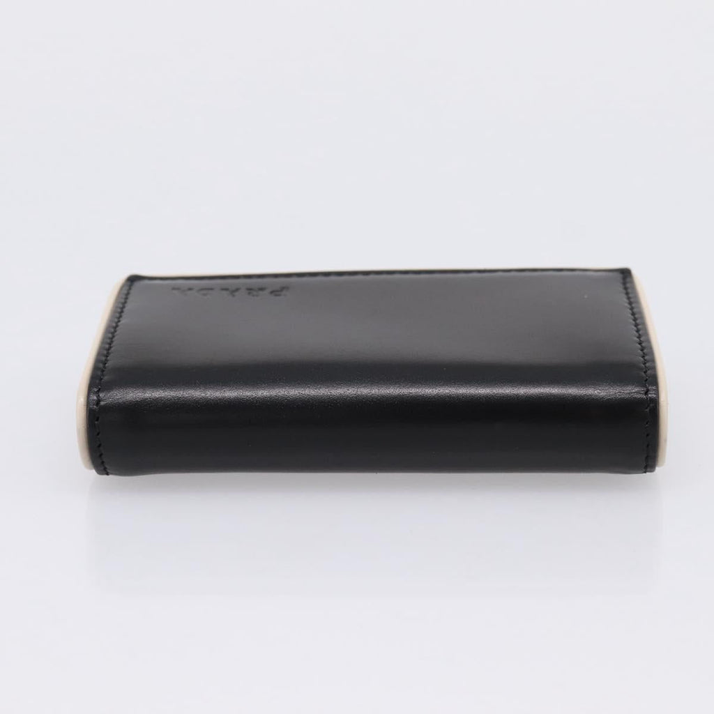 PRADA Key Case Leather Black Silver Auth bs36853