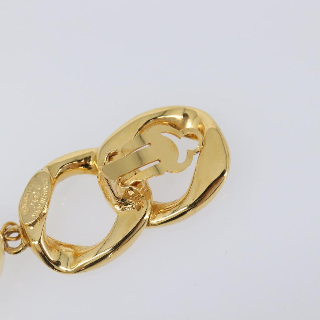 CHANEL Earring metal Gold Tone CC Auth bs37052