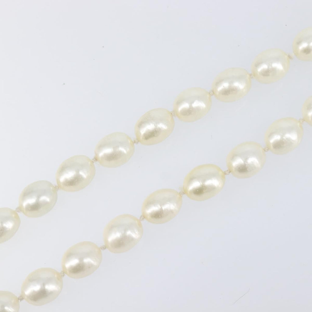 CHANEL Pearl Necklace metal Gold White CC Auth bs37053V