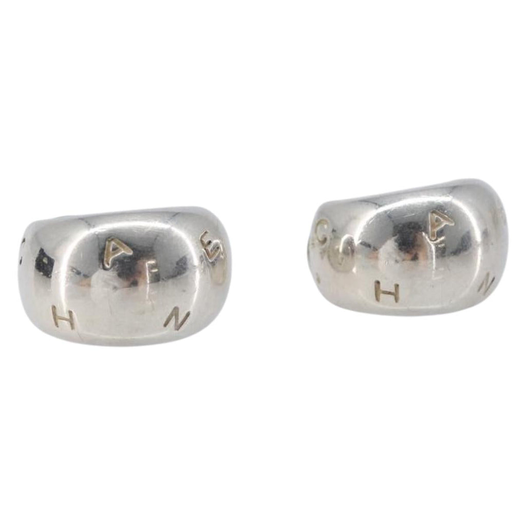 CHANEL Earring metal Silver CC Auth bs37292