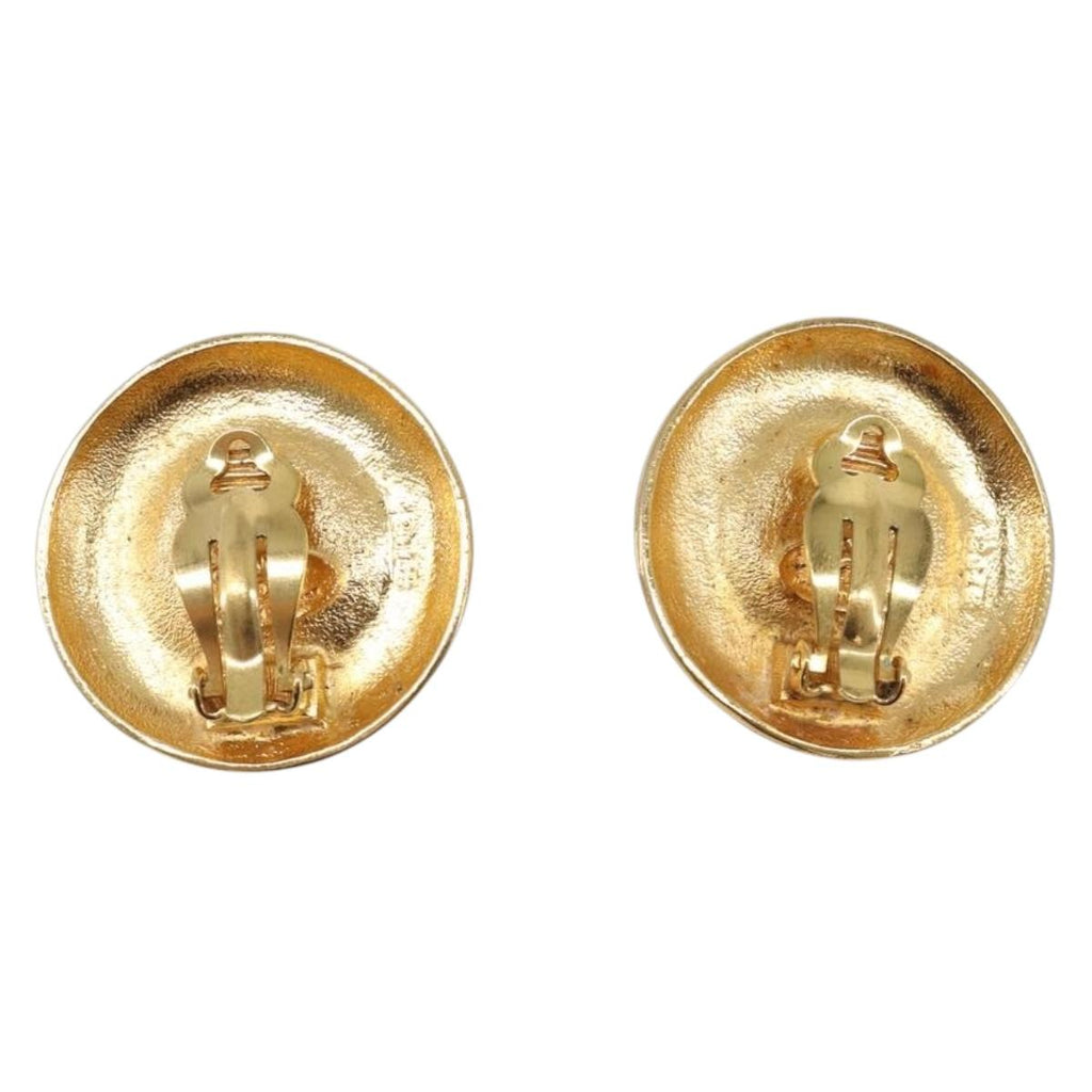 CHANEL Earring metal Gold Tone CC Auth bs37295