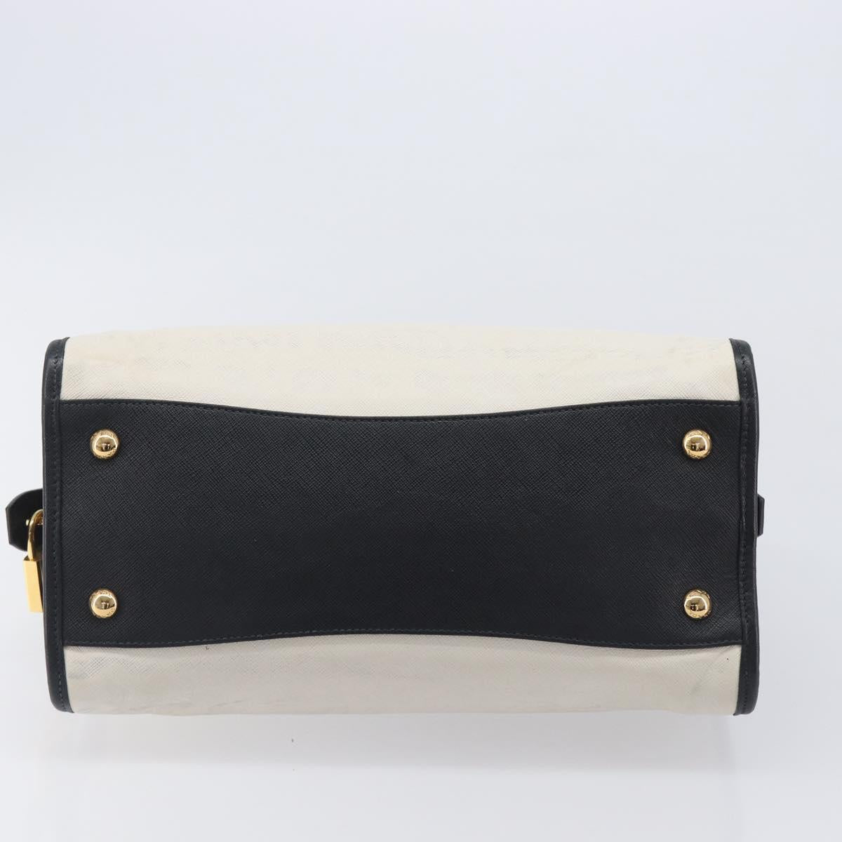 PRADA Hand Bag Safiano Leather White Gold Auth bs37455A