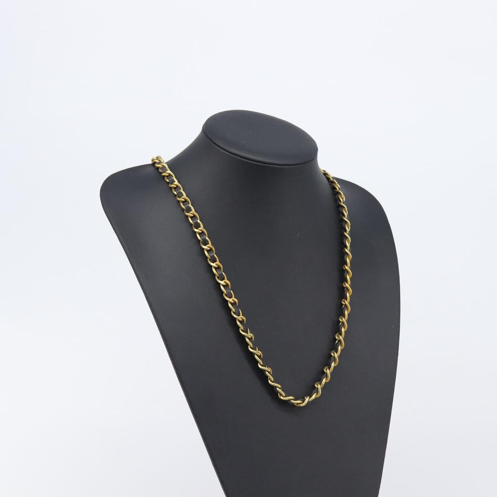 CHANEL Necklace Metal Gold Tone CC Auth bs37528