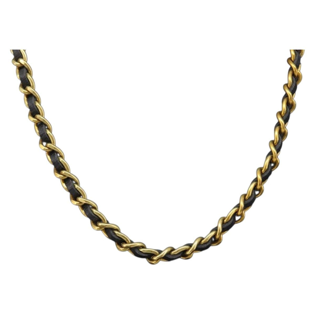 CHANEL Necklace Metal Gold Tone CC Auth bs37528
