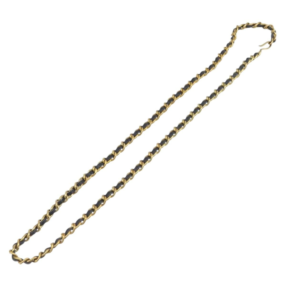 CHANEL Necklace Metal Gold Tone CC Auth bs37528