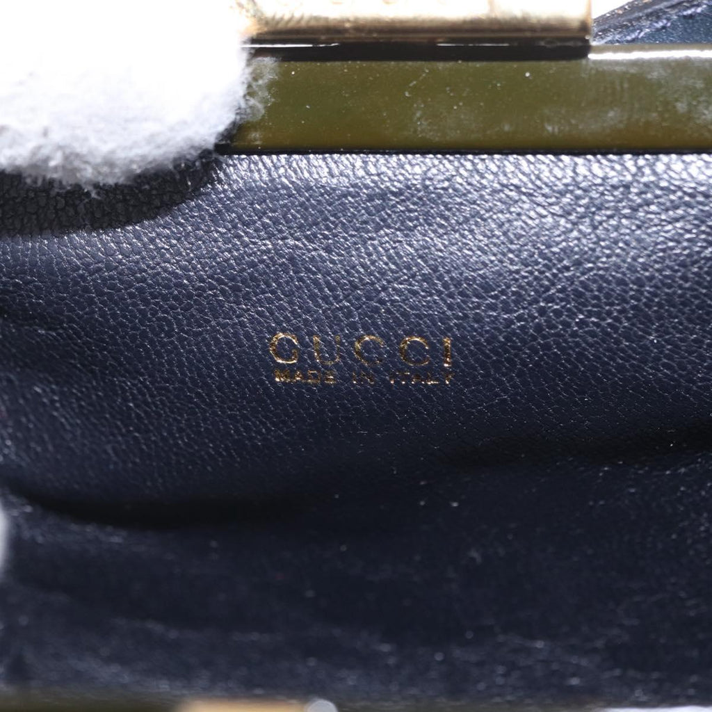 GUCCI Shoulder Bag Patent leather Green Gold Auth bs37548