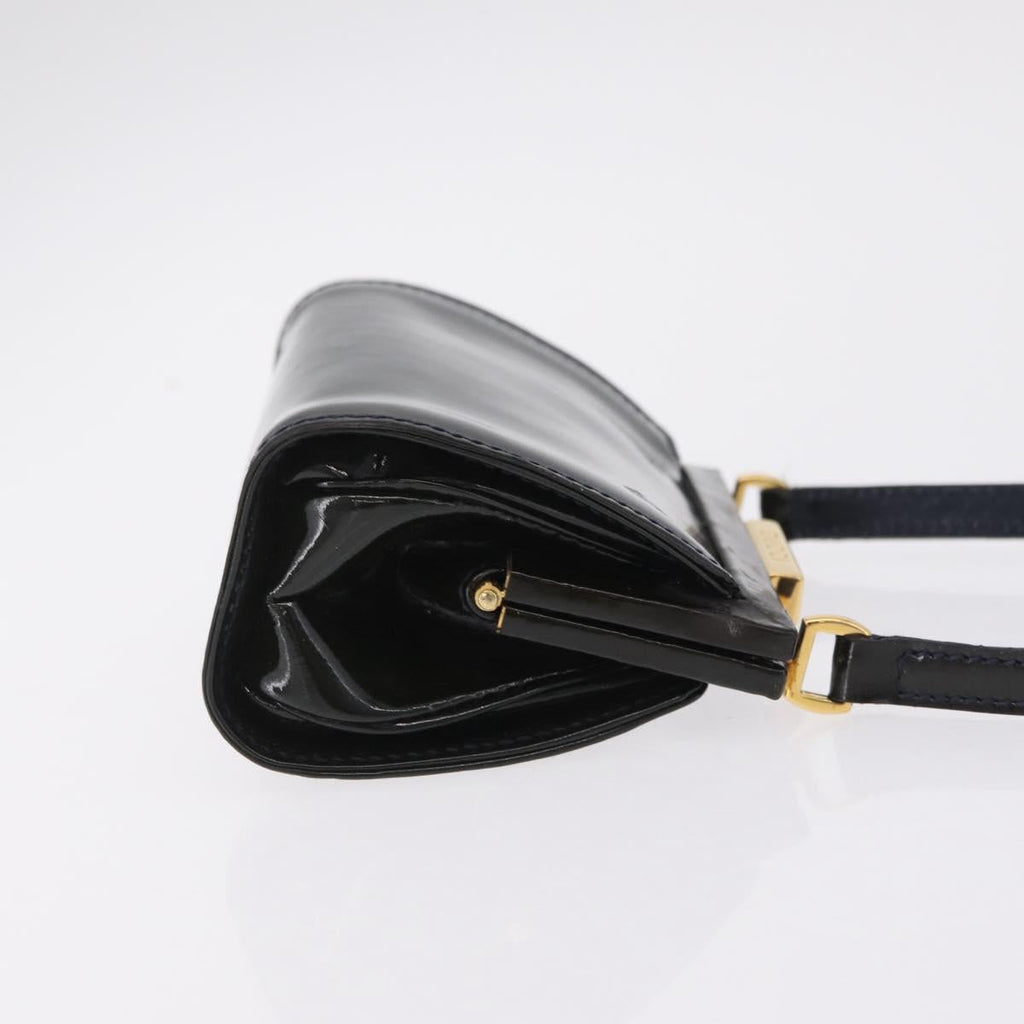 GUCCI Shoulder Bag Patent leather Green Gold Auth bs37548